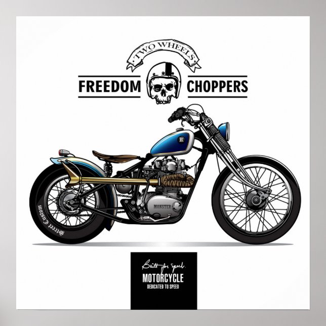 Poster Motocicleta Vintage Freedom Chopper (Frente)