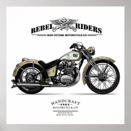 Poster Motocicleta Vintage Rebel Riders Chopper