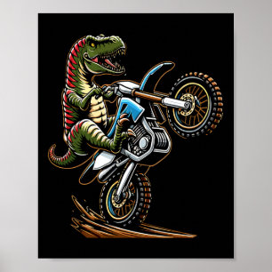 Poster Motociclismo de Montanha Dinossauro Motocicleta Es
