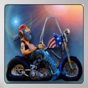 Pôster Motociclista americano idoso