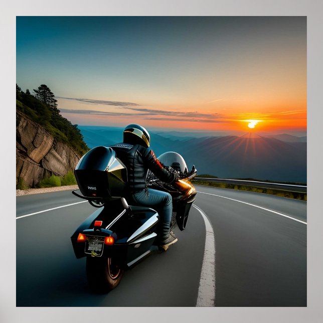 Poster Motociclista invadindo a Estrada Cênica das Montan (Frente)