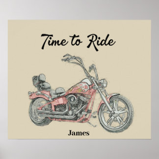 Poster Motociclo duplo V personalizado de Bobber