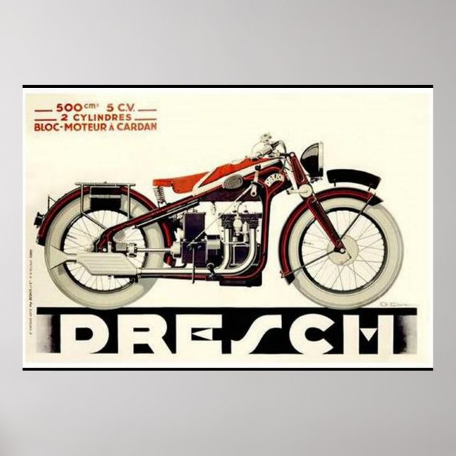 Poster Motociclo francês de 500 cc (Frente)