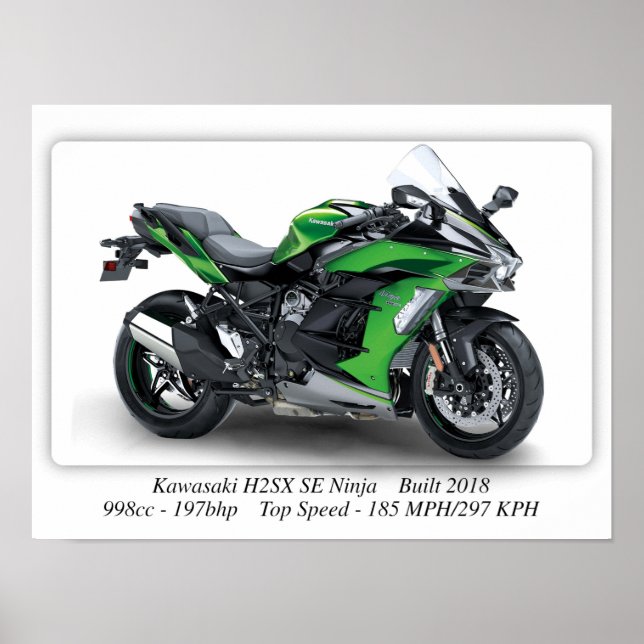 Poster Motociclo Kawasaki H2SX SE Ninja - A3 (Frente)