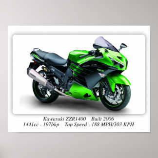 Poster Motociclo Kawasaki ZZR1400 - A3