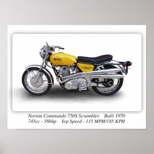 Poster Motociclo Norton Commando 750s Scrambler - A3