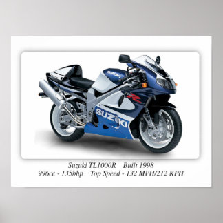 Poster Motociclo Suzuki TL1000R 1998 - A3