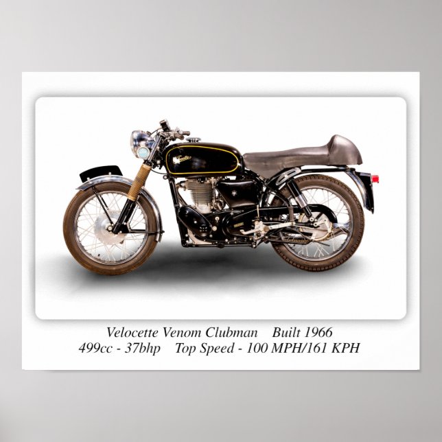 Poster Motociclo Velocette Venom Clubman 1966 - A3 (Frente)
