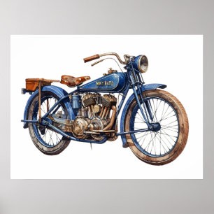 Poster Motociclo Vintage Blue
