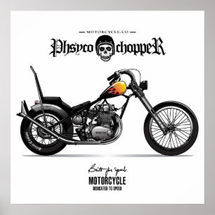 Poster Motociclo Vintage Physco Chopper