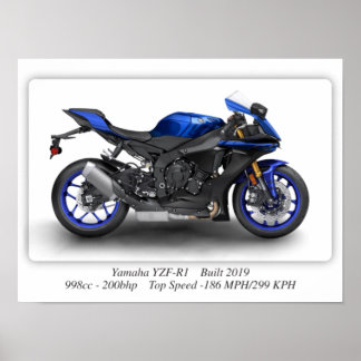 Poster Motociclo Yamaha YZF-R1 2019 - A3