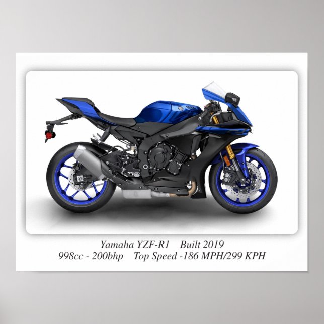Poster Motociclo Yamaha YZF-R1 2019 - A3 (Frente)