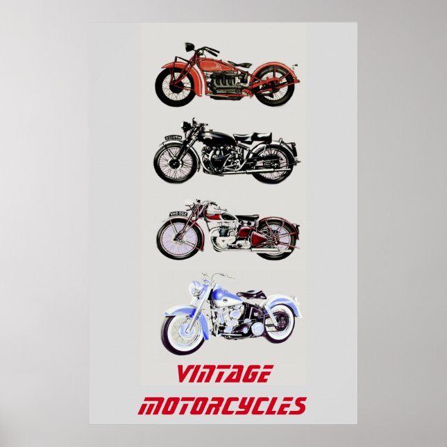 Pôster MOTOCICLOS ViNTAGE (Frente)