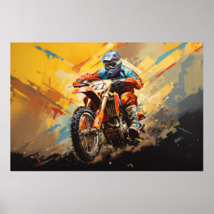 Poster Motocross Action Sport Painting Abstrato Art Decor