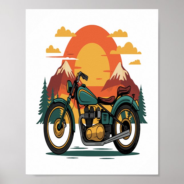 Poster Motomotocicleta Retro Vintage Sunset (Frente)