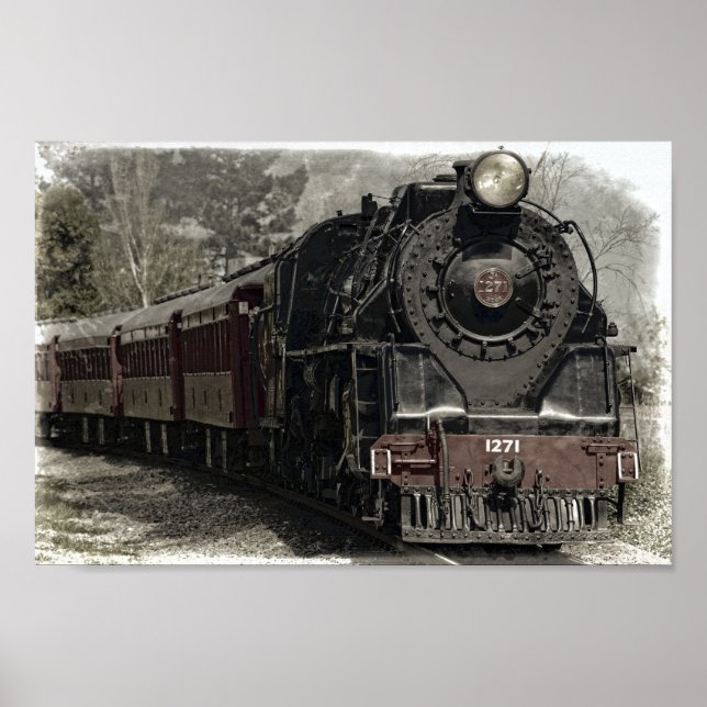 Poster Motor a vapor de locomoção antiga (Frente)