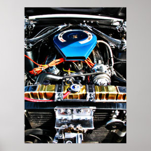 Pôster Motor de automóveis americano do músculo