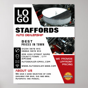 Poster Motor de Automóvel, Publicidade de Alerta Automáti