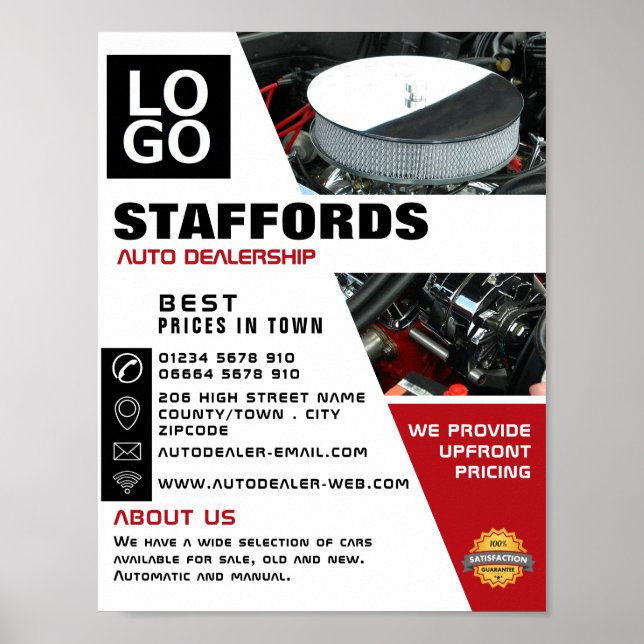 Poster Motor de Automóvel, Publicidade de Alerta Automáti (Frente)