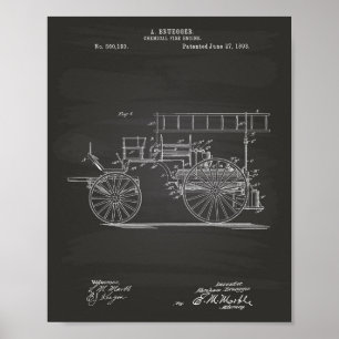 Poster Motor de Fogo Químico 1893 Painéis de Arte Patente