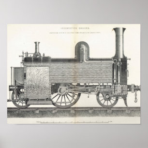 Pôster Motor locomotivo, gravado por J.W. Lowry