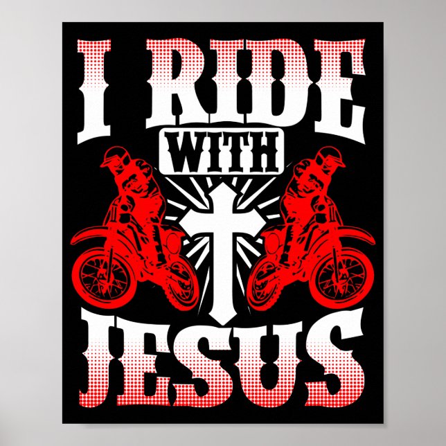 Poster Motorcycle Biker Bíblia Rider I Ride With Jesus (Frente)