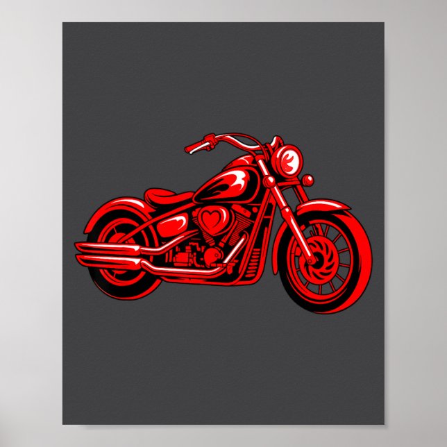 Poster Motorcycle Heart Biker Valentines Day Rider Couple (Frente)