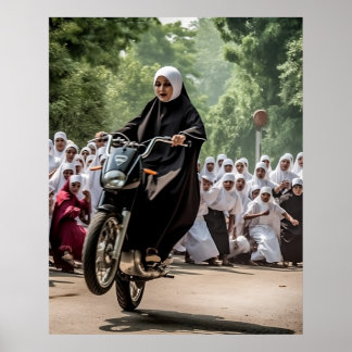 Poster Motorcycle Racing Nun