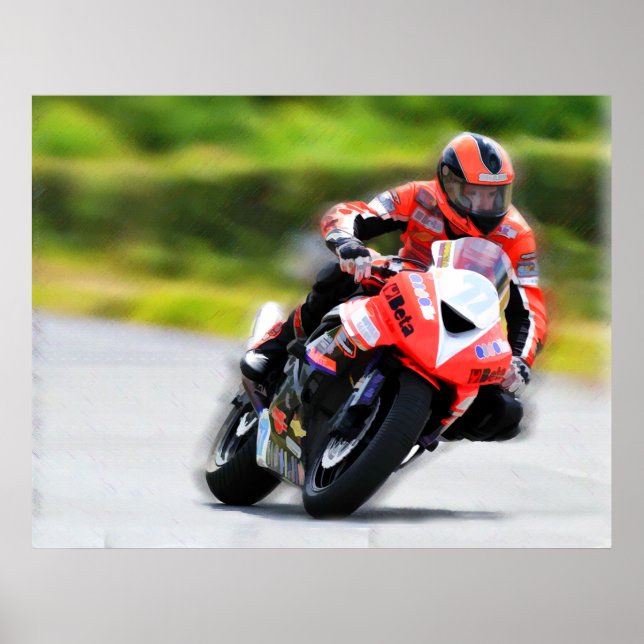 Pôster Motorcycle Red Racer (Frente)