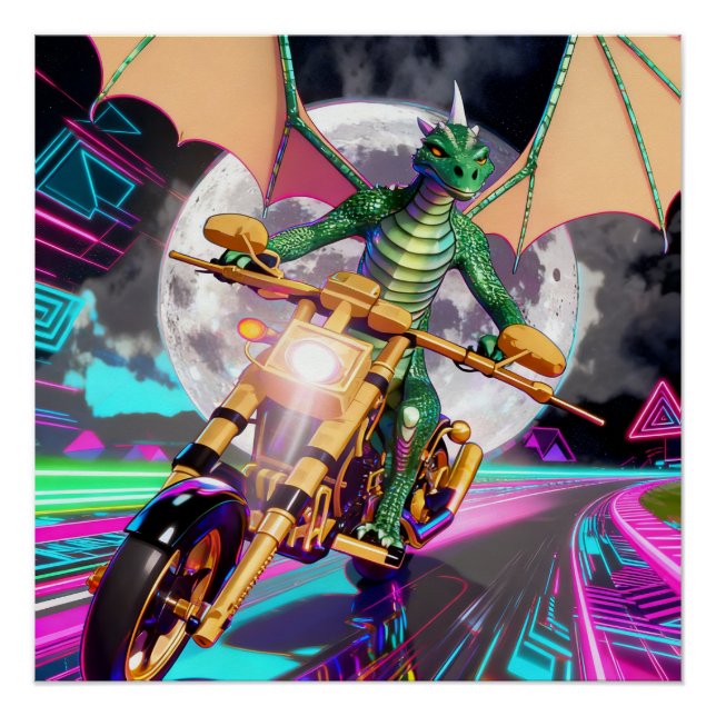 Pôster Motorcycle Riding Dragon (Frente)