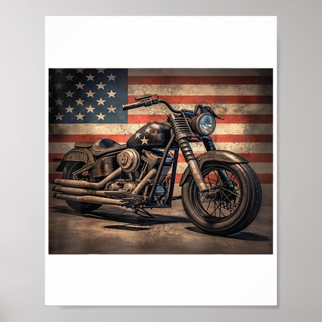 Poster Motorcycle USA Flag Biker (Frente)