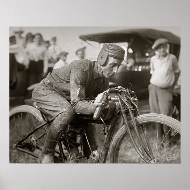 Poster Motorcyle Racer, 1922. Vintage Photo (Frente)