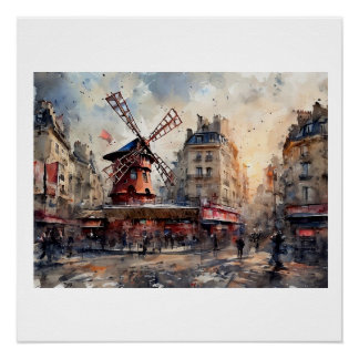 Pôster Moulin Rouge na Rua Parisiense, 