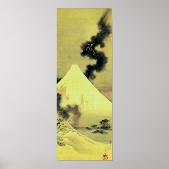 Poster Mount Fuji and Dragon, Hokusai, Ukiyo-e (Frente)