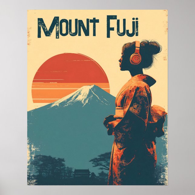 Poster Mount Fuji vintage (Frente)