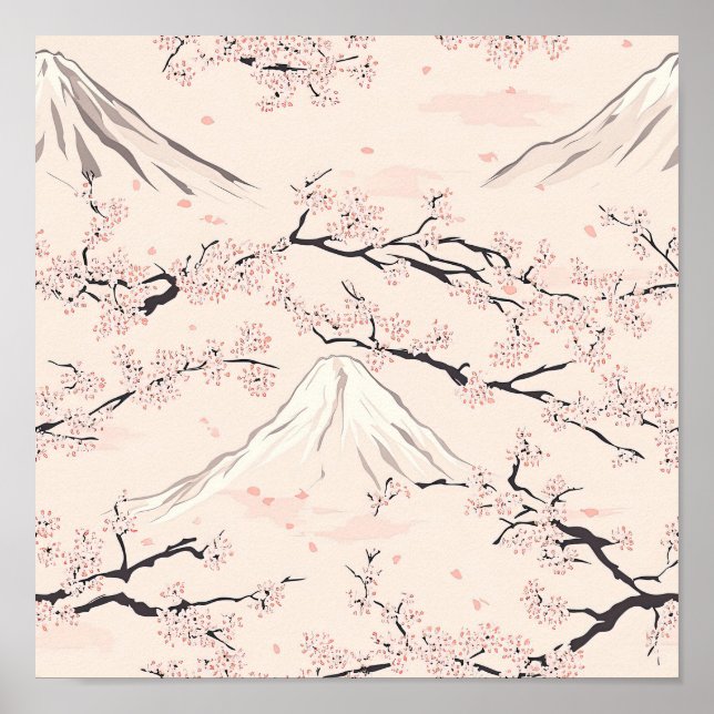 Poster Mount Fuji with Cherry Blossoms – Japanese (1) (Frente)