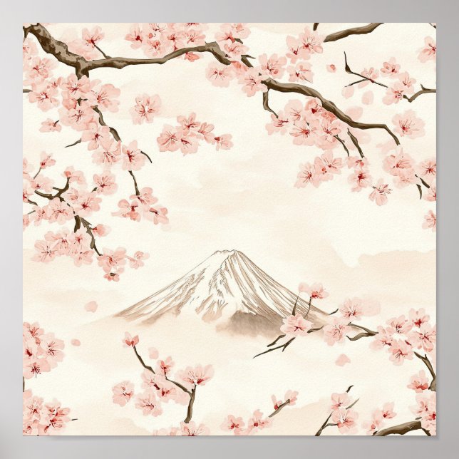 Poster Mount Fuji with Cherry Blossoms – Japanese (3) (Frente)