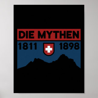 Poster Mount Grosser Mythen Hike Mountain Biking Swiss Hi