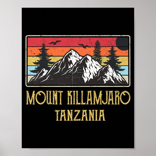 Poster Mount Kilimanjaro Tanzania Vintage Retro Climbing  (Frente)