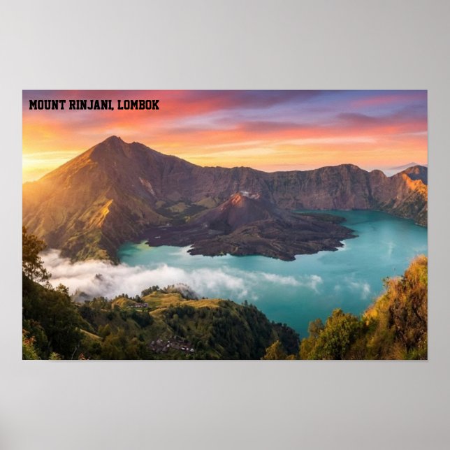 Poster Mount Rinjani Volcano Crater Sunrise Wall Art (Frente)