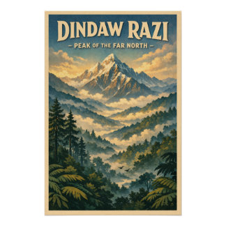 Pôster Mount Romaing Razi, Myanmar retro travel