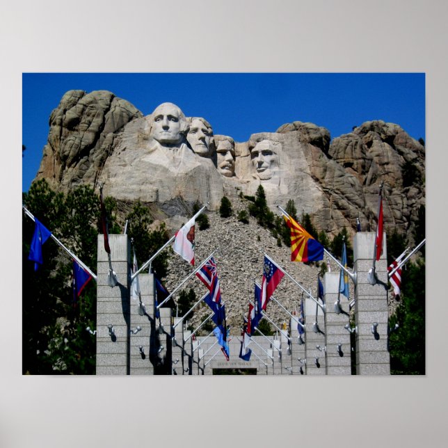Poster Mount Rushmore South Dakota Flag Souvenir (Frente)