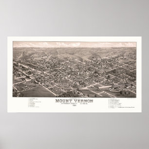 Poster Mount Vernon, mapa panorâmico do IL - 1881