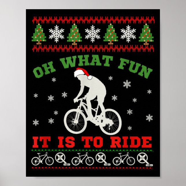 Poster Mountain Bike Rider, Oh What Fun Christmas Ugly Sw (Frente)