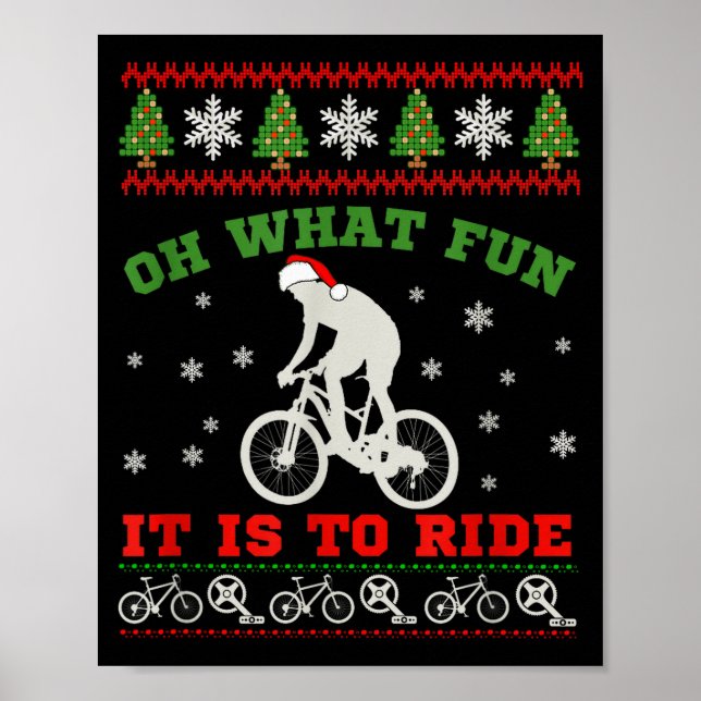 Poster Mountain Bike Rider, Oh What Fun Christmas Ugly Sw (Frente)