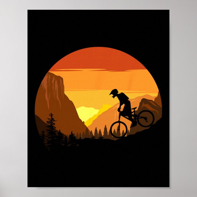 Poster Mountain Biking Retro Sunset Trail Rider  (Frente)