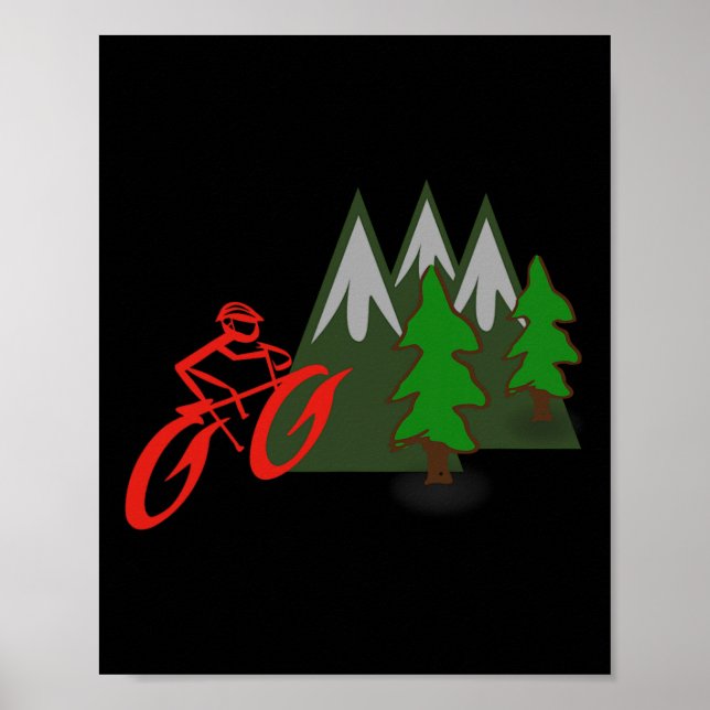 Poster Mountain Biking Rider Climbing Scene  (Frente)