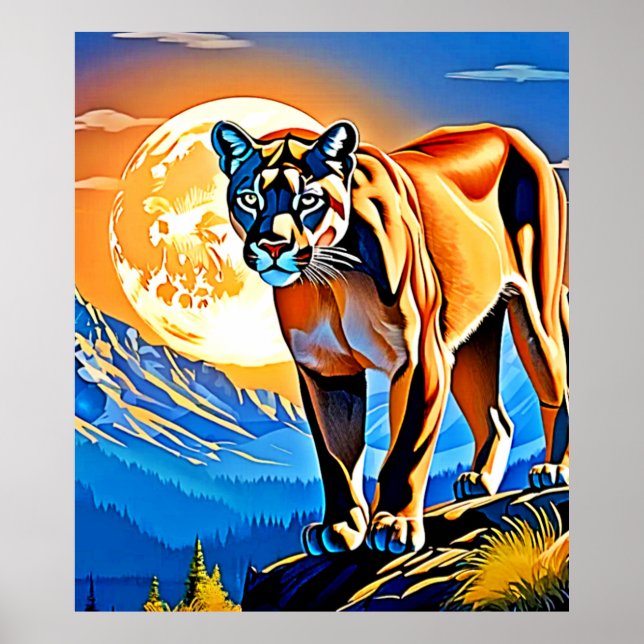 Poster Mountain Cougar: Majestade Sunset (Frente)