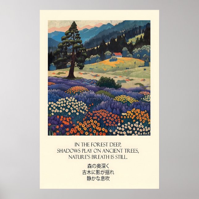 Poster Mountain Forest Art Print Wildflower Meadow (Frente)