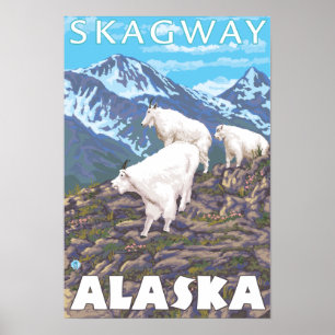 Pôster Mountain Goats Scene - Skagway, Alaska